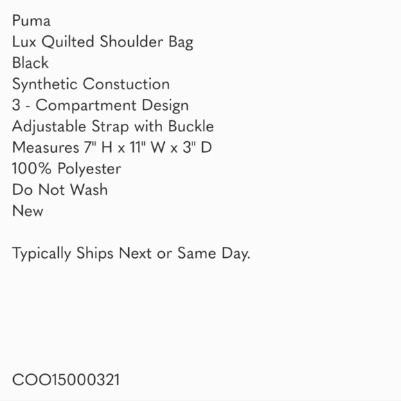 Puma, Lux Quilted Shoulder Bag (#13) - Picture 7 of 7